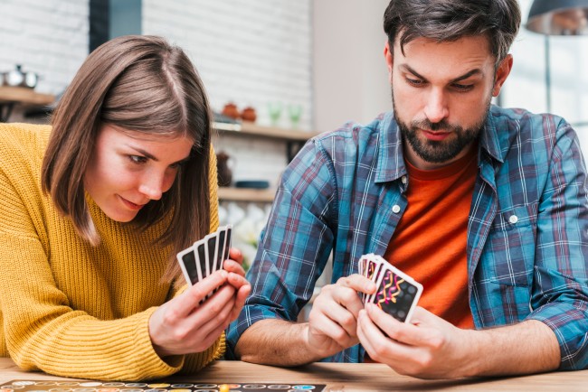 Couple Playing UNO